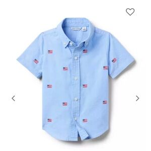 Janie and Jack Light Blue Flag Print Button Down Shirt